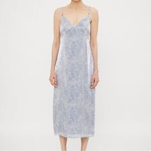 Michael Michael Kors Midi Satin Slip Dress Blue Silver